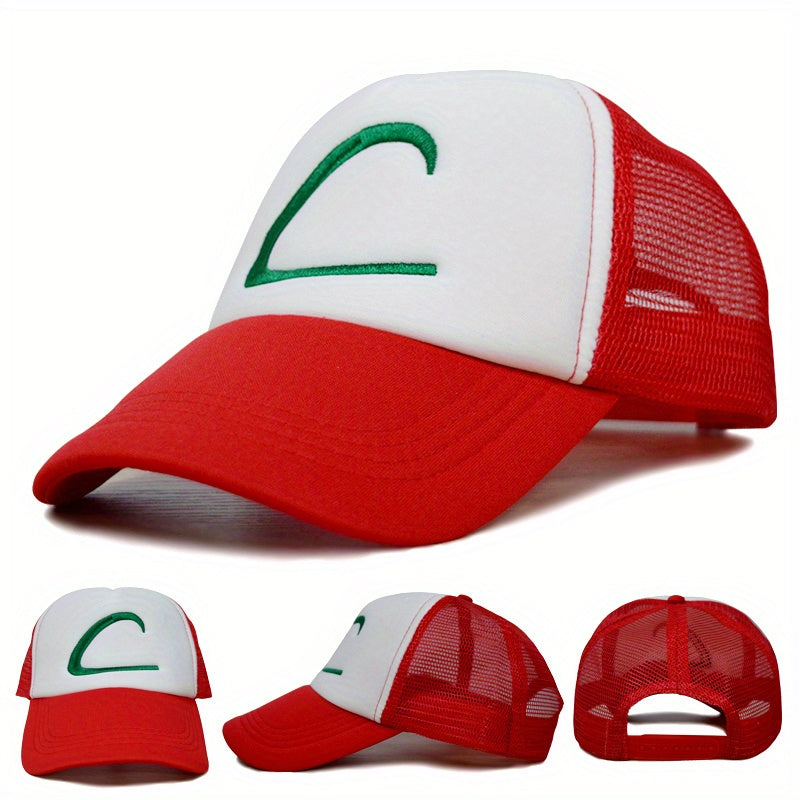Anime Embroidery Baseball Cap Red Block Sun Hat Casual Unisex Dad Hats