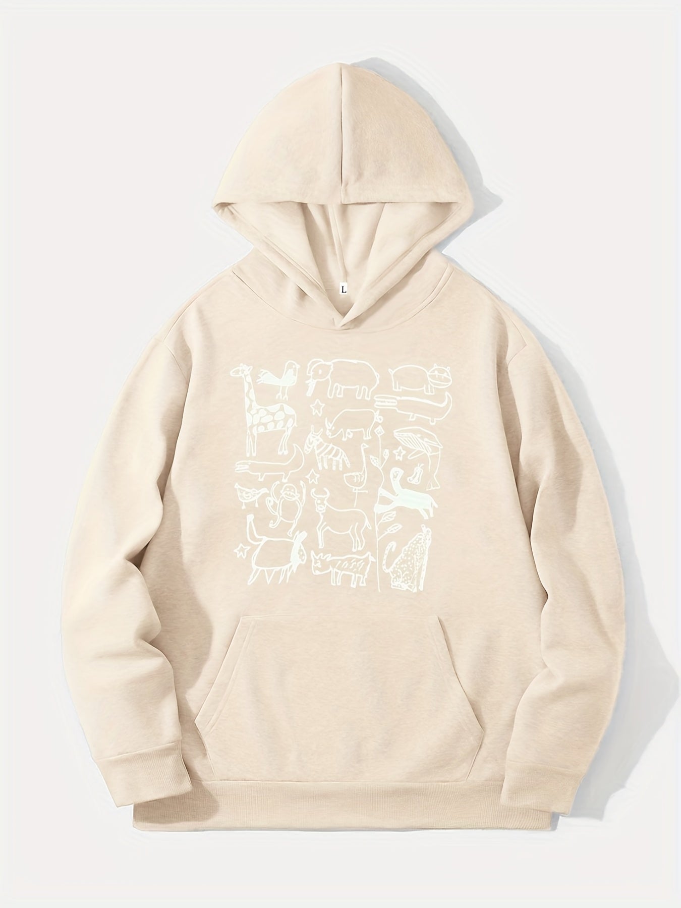 Cartoon Animals Print Hoodie for Men