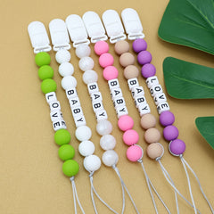 Personalised Baby Pacifier Holder Leash - Dummy Chain with Name
