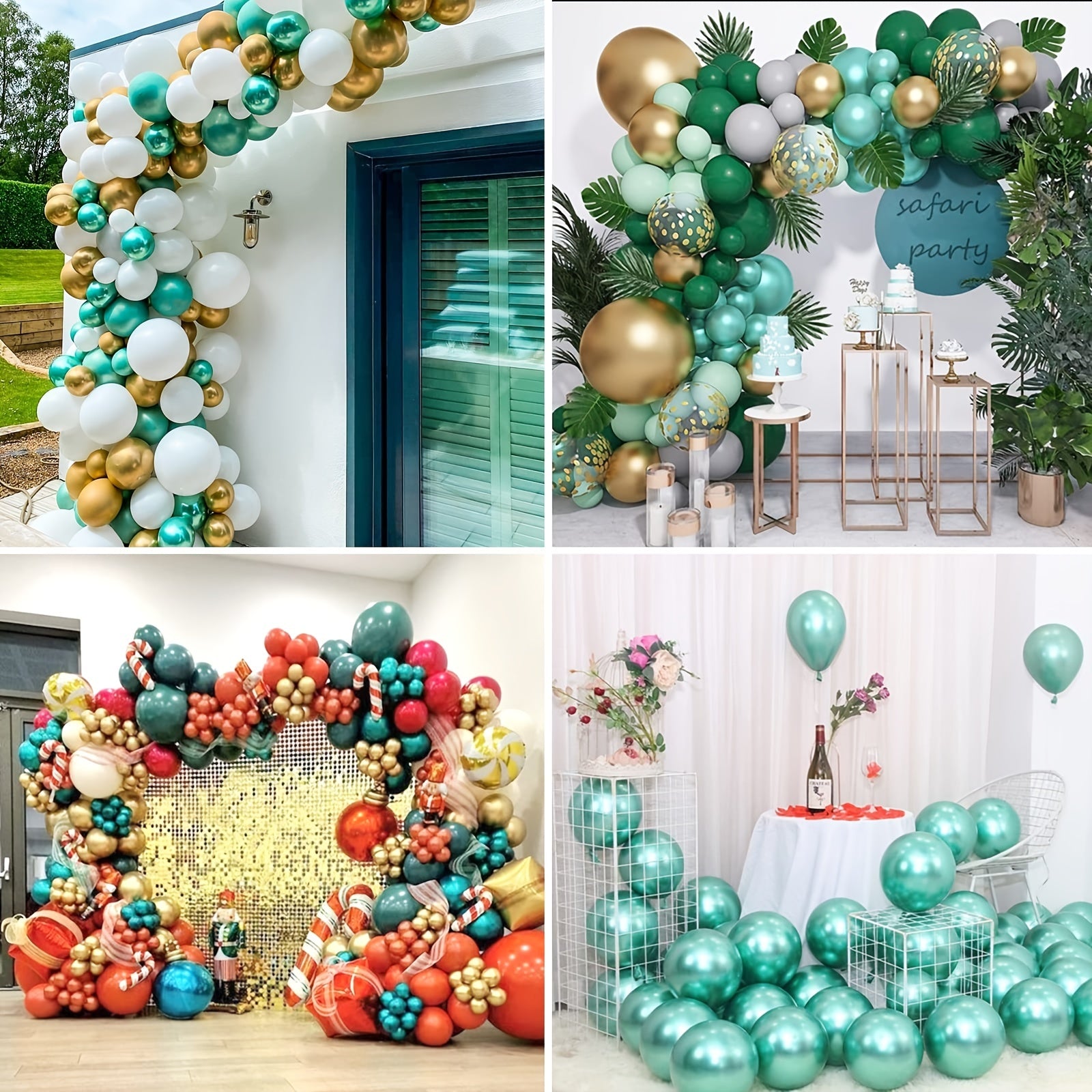 30pcs Metallic Green Balloons 10 Inch Teal Dark Green Latex Balloons