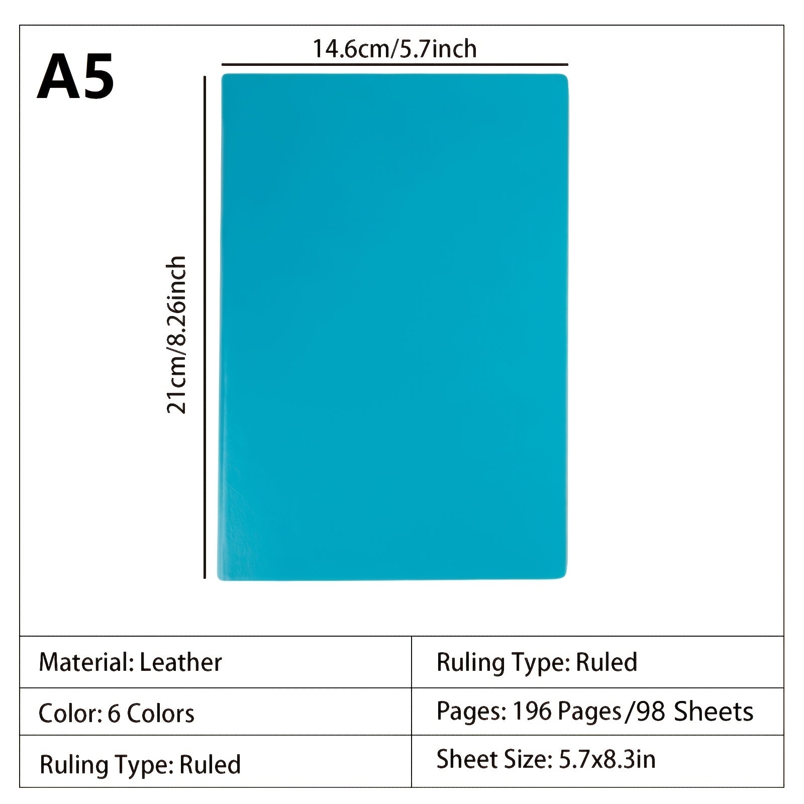 A5 A6 Lined Journal Faux Leather Hardcover Notebook