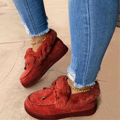 Women's Leopard Print Snow Shoes Thickened Winter Ankle Shoes