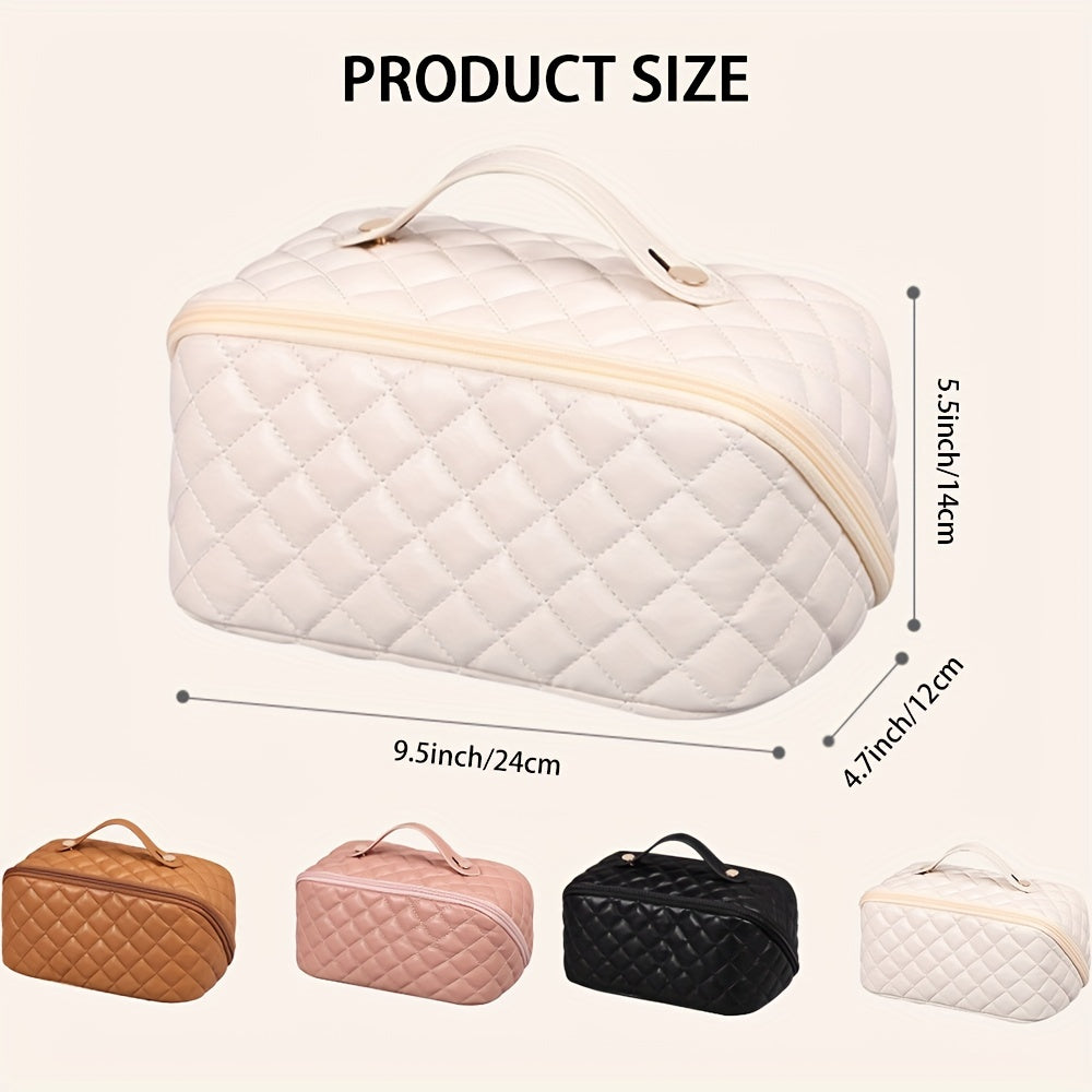 Large Capacity Travel Cosmetic Bag PU Leather Waterproof Makeup Bag
