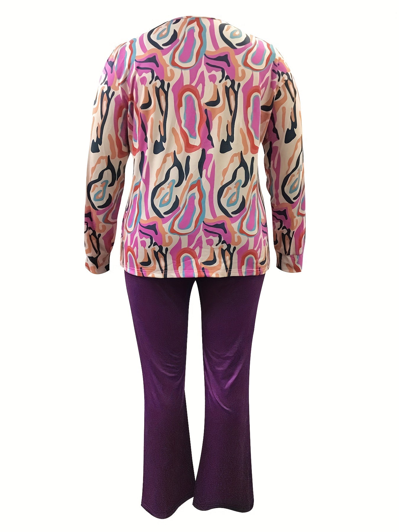  Random Print Long Sleeve Top & Pants Set