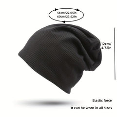 Embossed Solid Lightweight Slouchy Skull Cap Unisex Couple Knitted Beanies