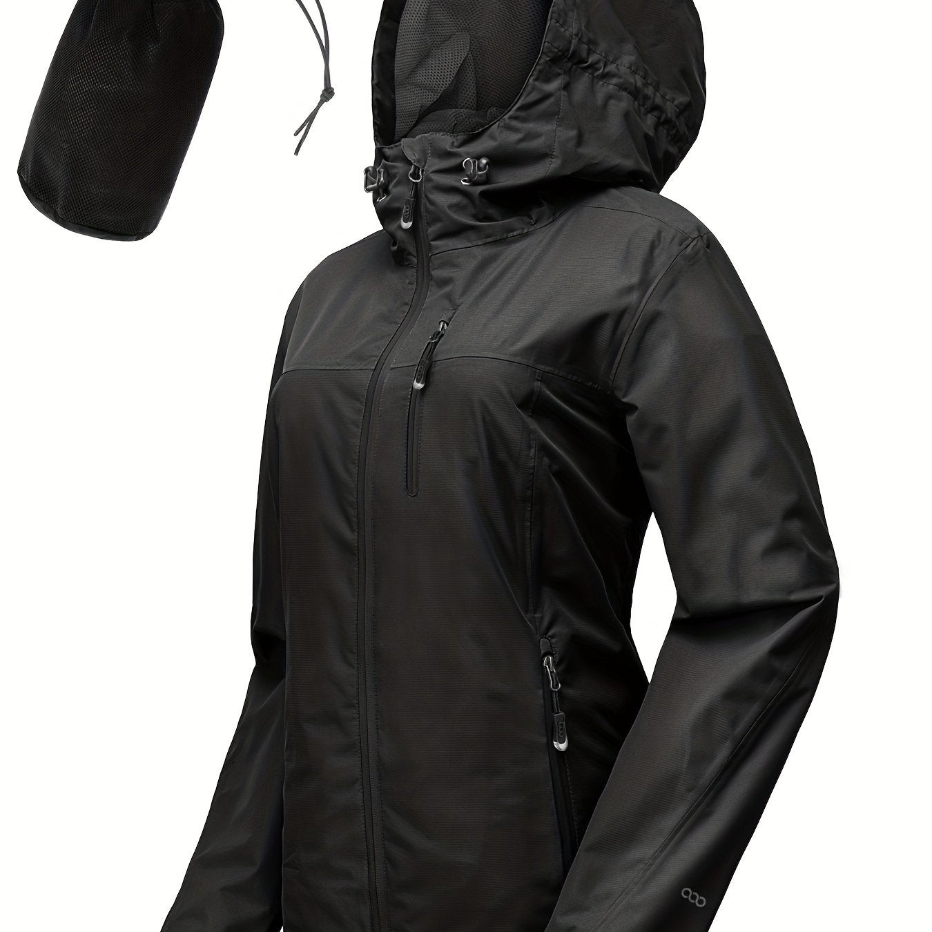 Women's Packable Rain Jacket Lightweight Waterproof Hood Ideal For Cycling