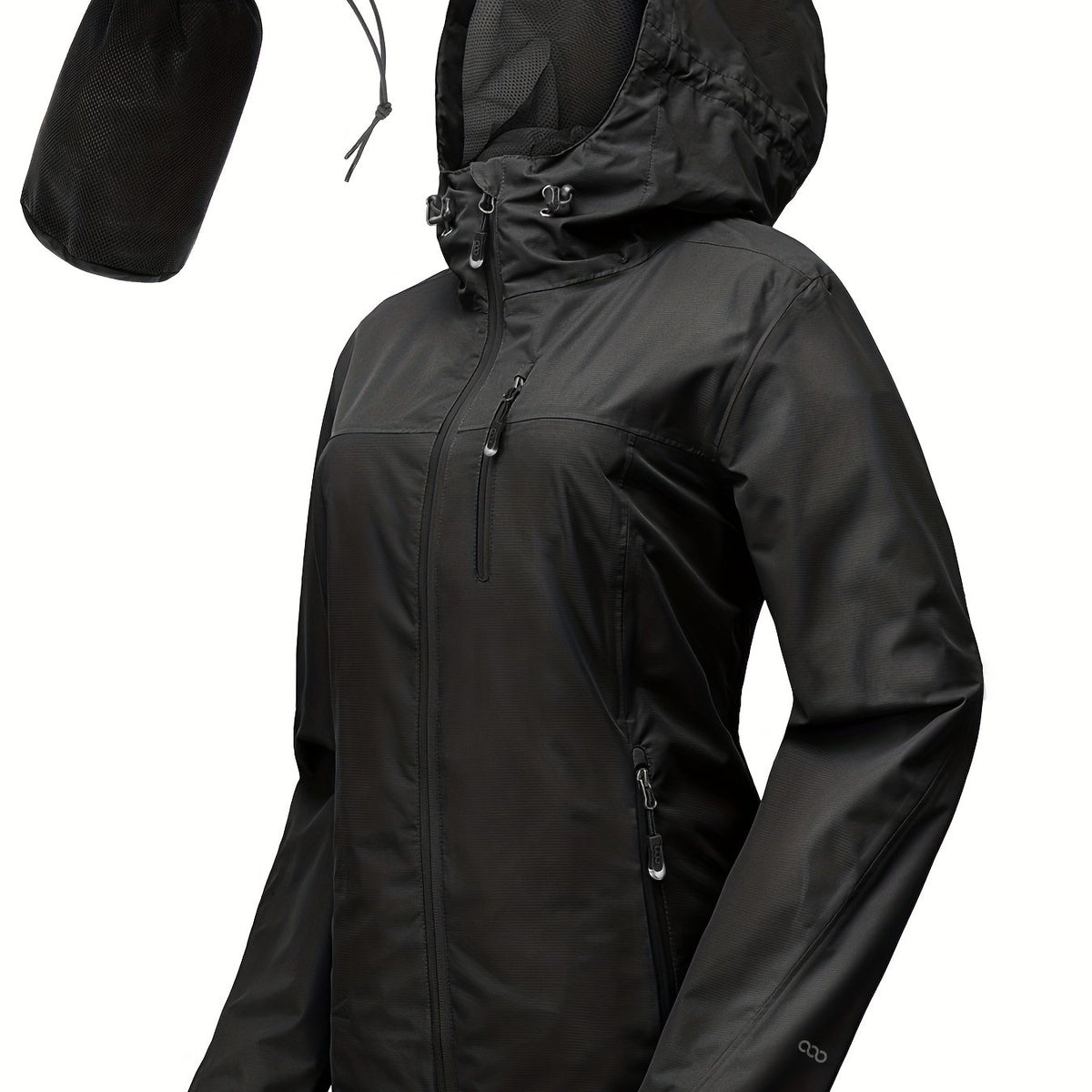 Women's Packable Rain Jacket Lightweight Waterproof Hood Ideal For Cycling