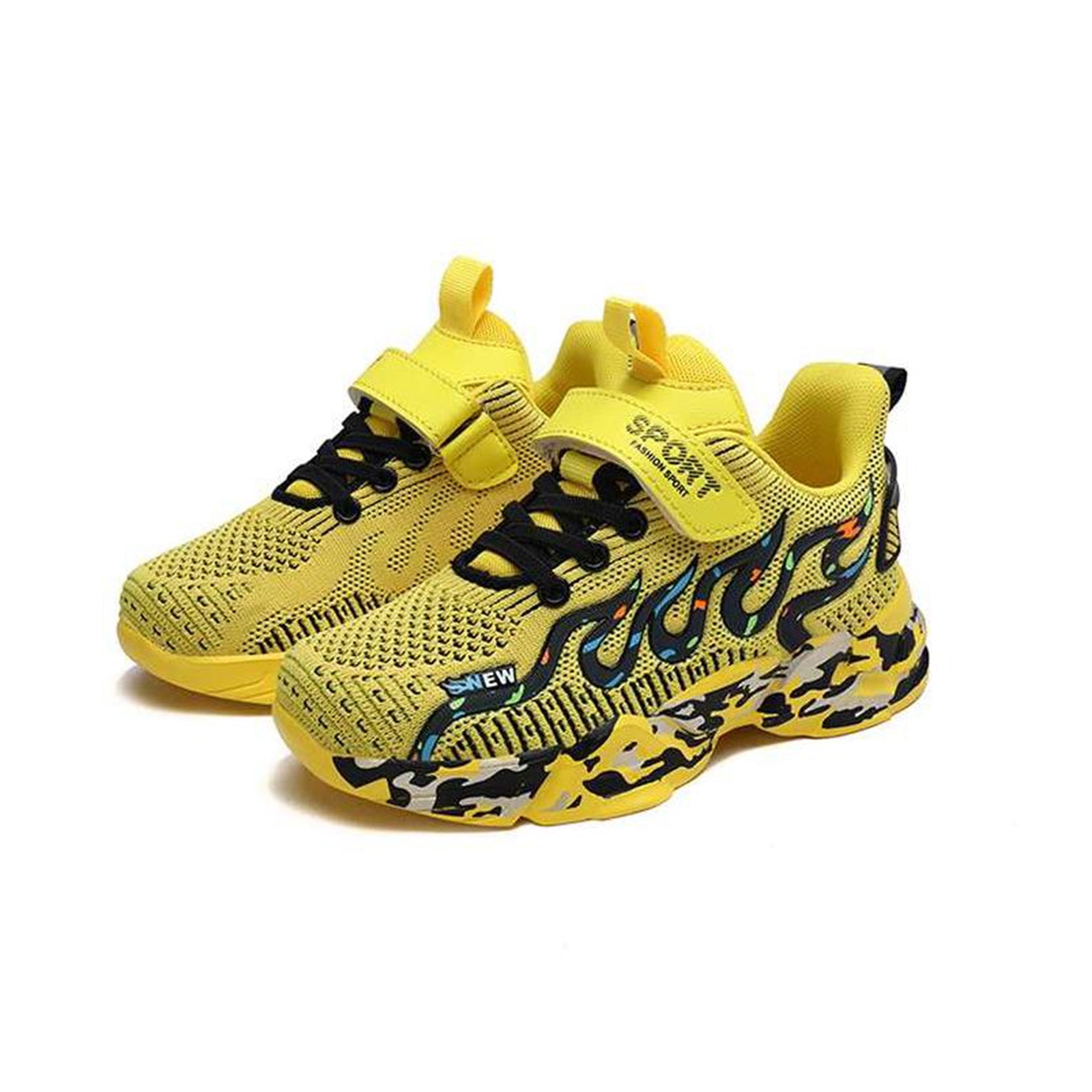 Kids Flame Mesh Basketball Shoes Non Slip Sport Sneakers