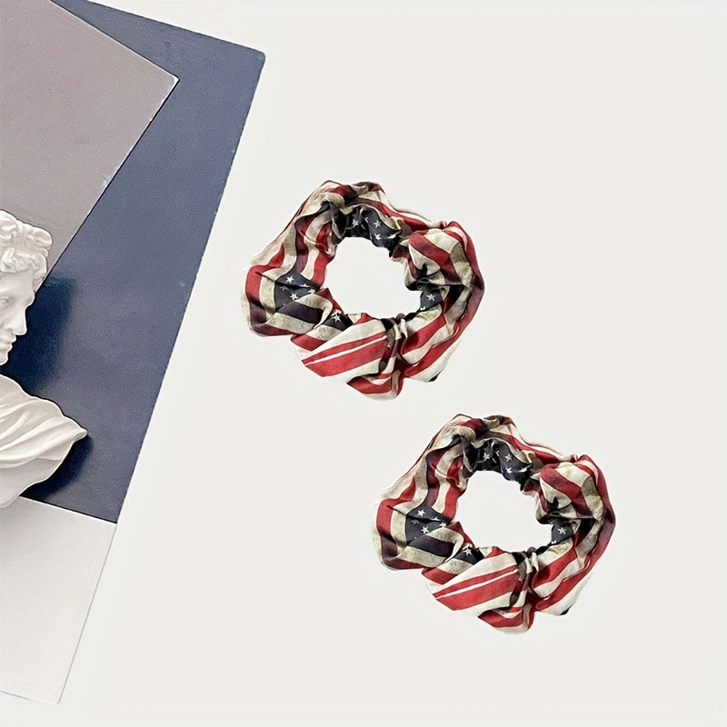American Flag Hair Tie Elastic Scrunchie for Women Girls