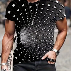 Men's 3D Geometry Graphic Tee for Summer