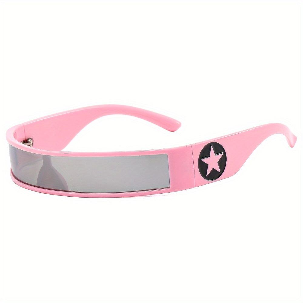 Star Pattern Wrap Sunglasses Y2K Cyberpunk Glasses