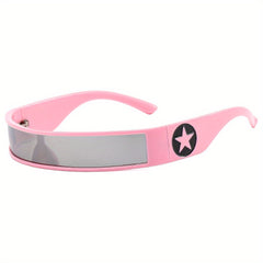 Star Pattern Wrap Sunglasses Y2K Cyberpunk Glasses