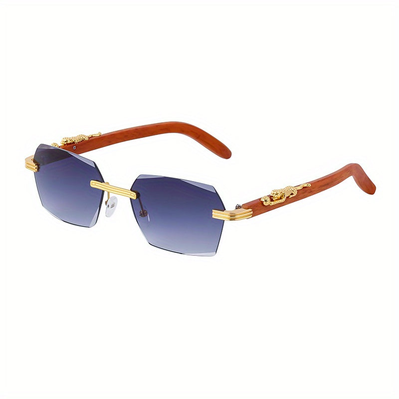 Men's Rimless Leopard Driving Sunglasses UV Protection