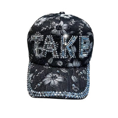 Y2K Rhinestone Flower Baseball Cap Mesh Sports Hat