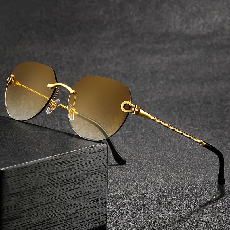 Retro Sunglasses Pilot Round Alloy Eyewear Men Women Gradient Sunshades UV 400