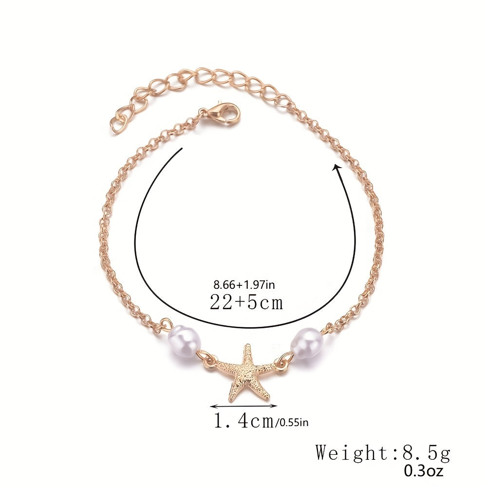 Ocean Style Shell Pendant Beaded Anklet Adjustable Ankle Bracelet