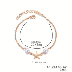 Ocean Style Shell Pendant Beaded Anklet Adjustable Ankle Bracelet
