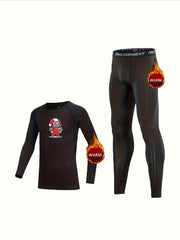 2pcs Toddler Fleece Compression Sets Rugby Player Print Pullover Mat