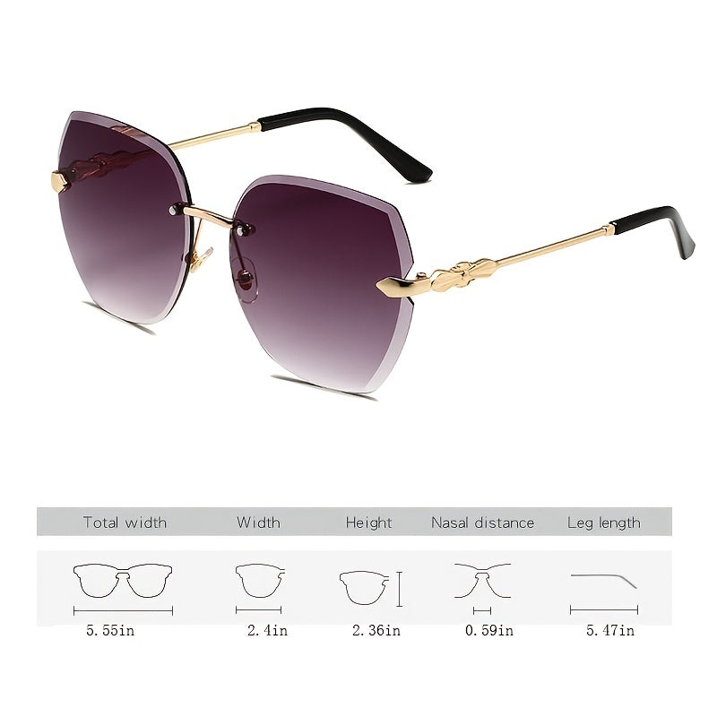 Rimless Irregular Cut Edge Sunglasses Metal Gradient Stylish UV Protection