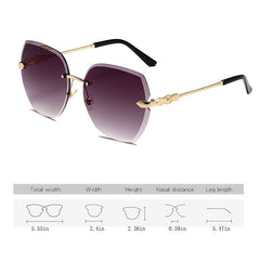 Rimless Irregular Cut Edge Sunglasses Metal Gradient Stylish UV Protection