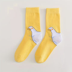 4 Pairs Cartoon Duck Print Socks Women's Stockings