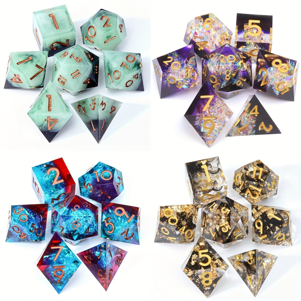 7pcs Crystal Clear Resin Dice Set Polyhedral Dice for Board Games