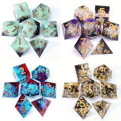 7pcs Crystal Clear Resin Dice Set Polyhedral Dice for Board Games