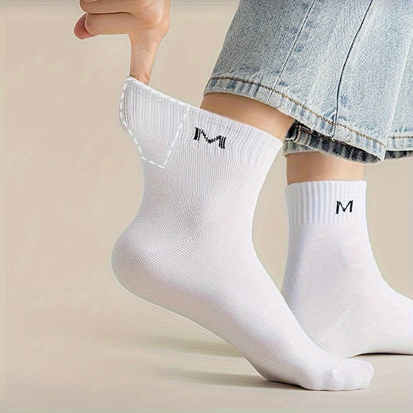 10 Pairs Letter Print Socks Breathable Women's Stockings