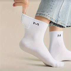 10 Pairs Letter Print Socks Breathable Women's Stockings