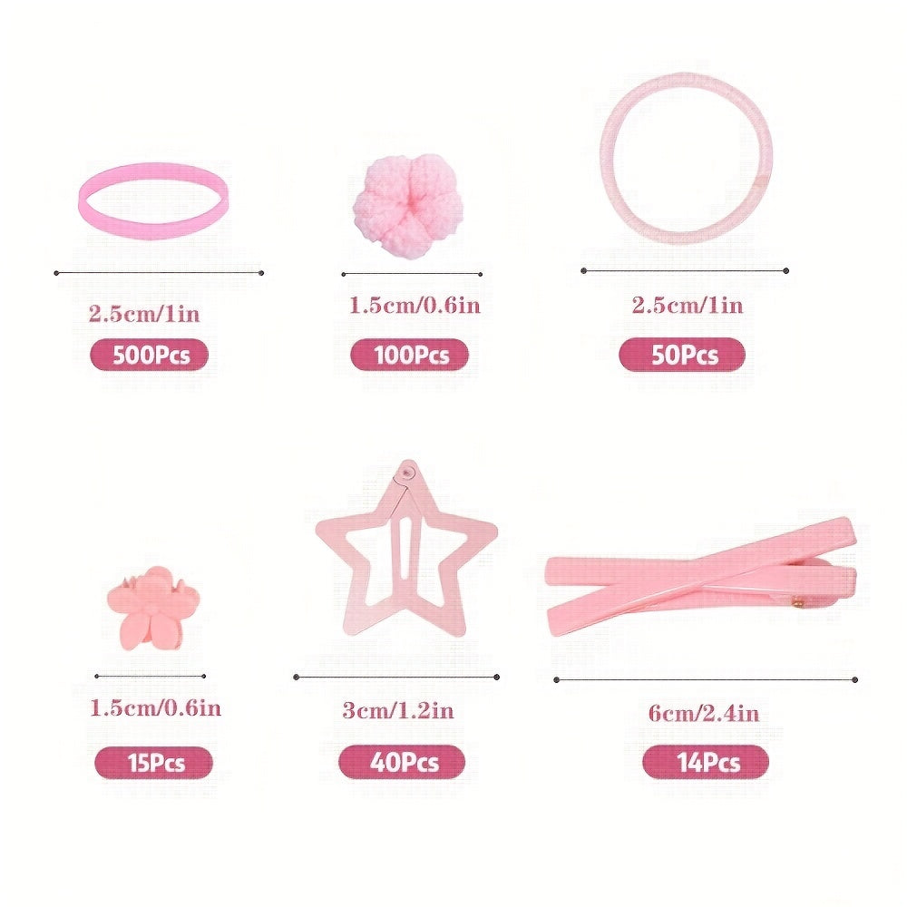 719pcs Candy Hair Accessories Set, Cartoon Fruit Rubber Band & Sweet Hair