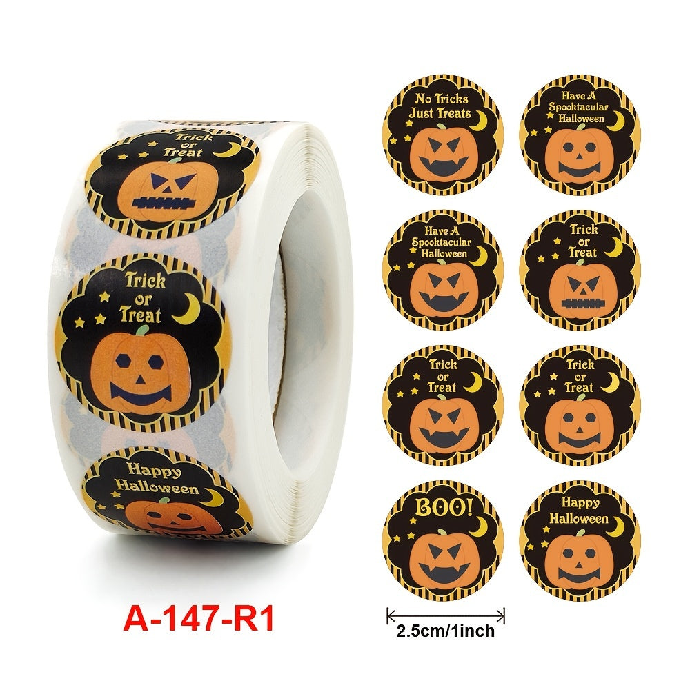 500pcs Halloween Pumpkin Round Stickers for Gift Food Packaging Reward Play Toy