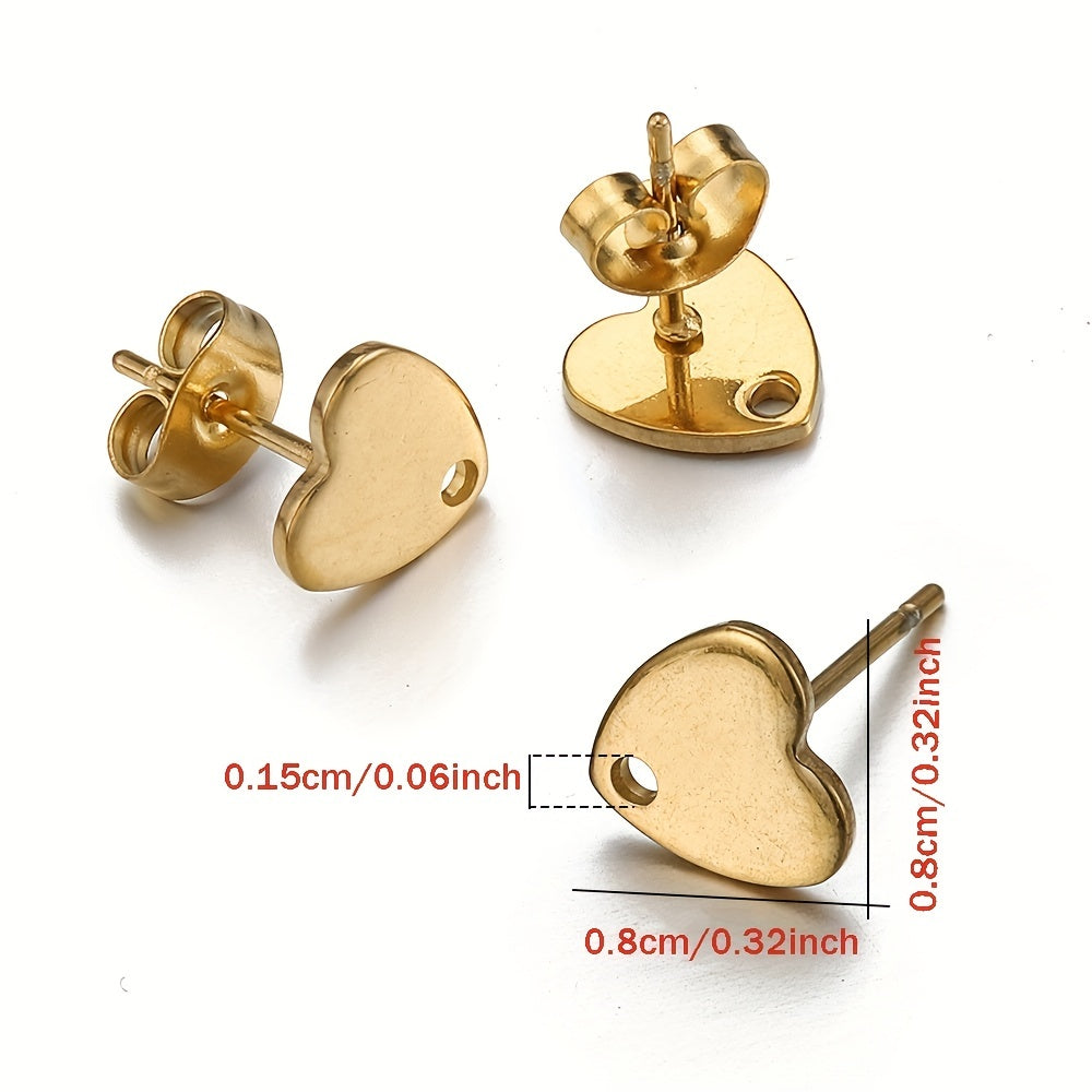 10pcs Stainless Steel Love Heart Drop Earring Studs DIY Earrings Base