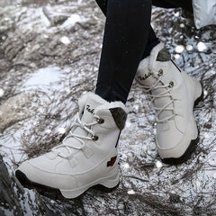 Thick Sole Snow Boots Round Toe Flat Lace Up Snow Shoes
