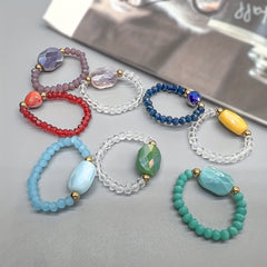 Colorful Crystal Glass Beads Ring for Women