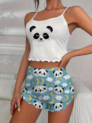 Panda Print Pajama Set Women's Sleepwear & Loungewear