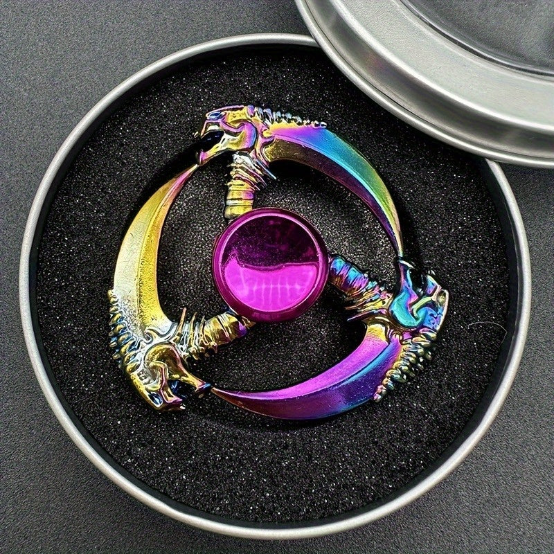 Colorful Sickle Shaped Metal Spinner Toy for Kids