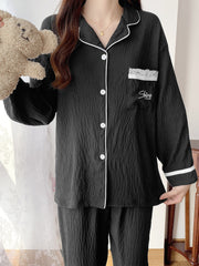 Women's Button Up Top & Pants Loungewear Set for Spring & Fall