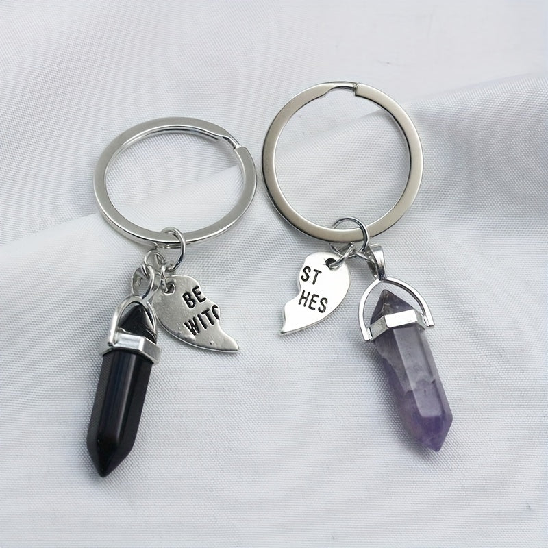2pcs Witches Crystal Keychain Key Ring Purse Bag Backpack Car Key Charm