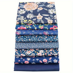 8pcs Dark Flower Printed Fabric Patchwork Doll Needlework DIY Sewing Material