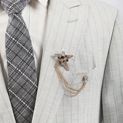 Skull Star Rhinestone Tassel Brooch Pin for Wedding Banquet