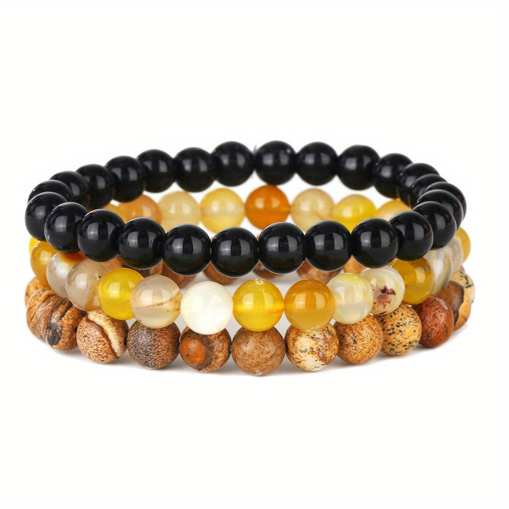 Men's Bronze Tiger Eye Agate Stone Set Bullet