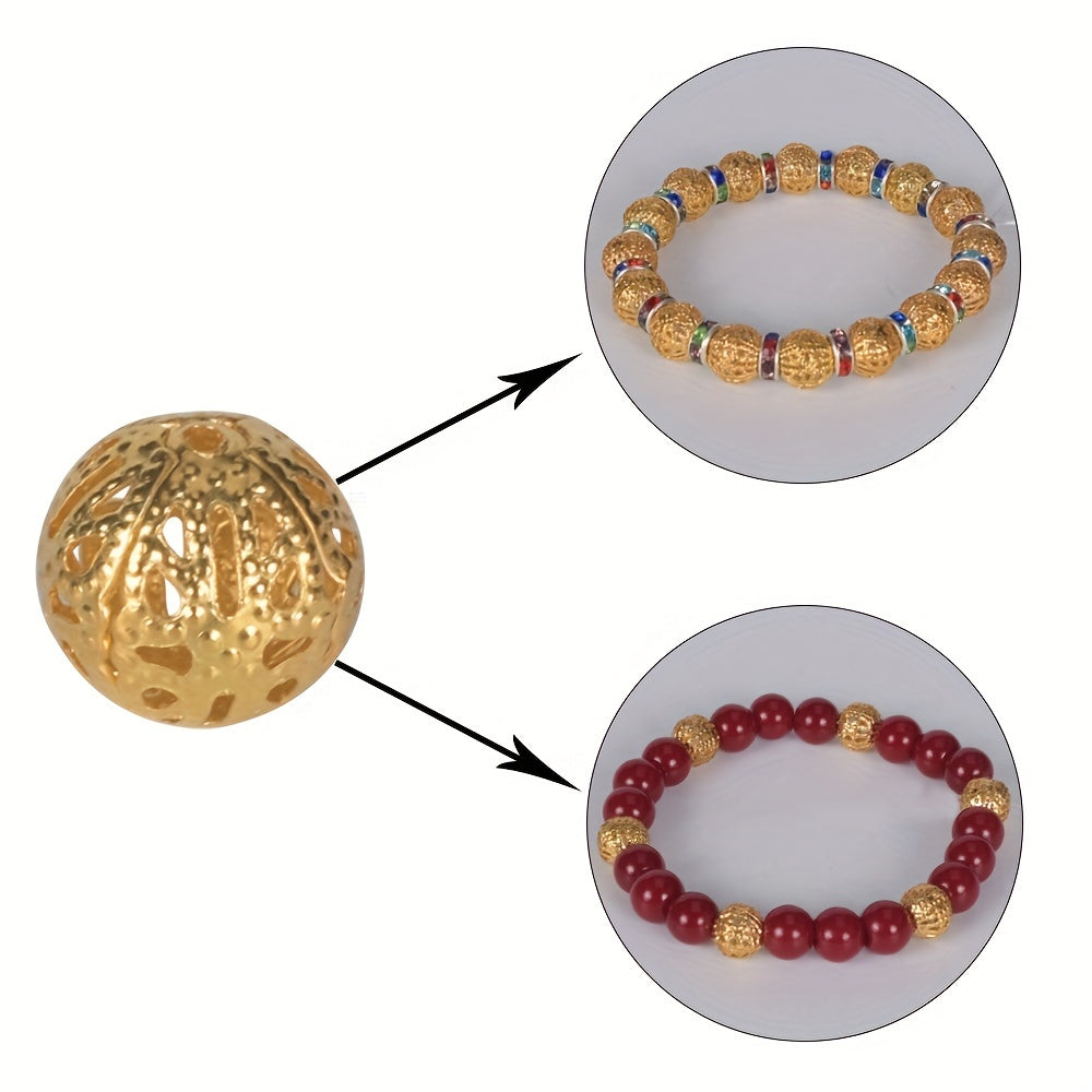 40-50-100pcs 4-20mm Hollow Round Beads DIY Spacer Bracelet Necklace Jewelry