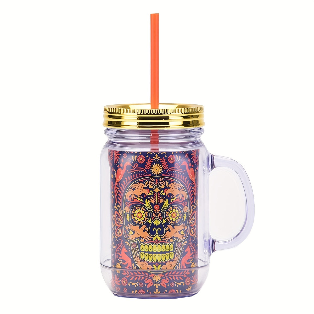 18oz Halloween Skull Water Cup Portable Straw Cup Sealed Carnival Cup