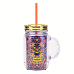 18oz Halloween Skull Water Cup Portable Straw Cup Sealed Carnival Cup