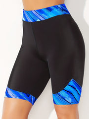  Colorblock Print High Rise Biker Shorts