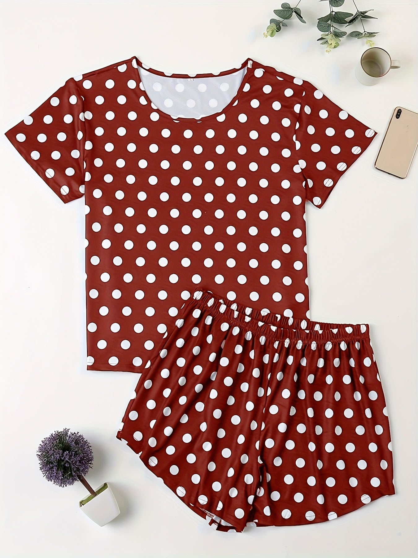  Polka Dot Tee & Shorts Pajama Set
