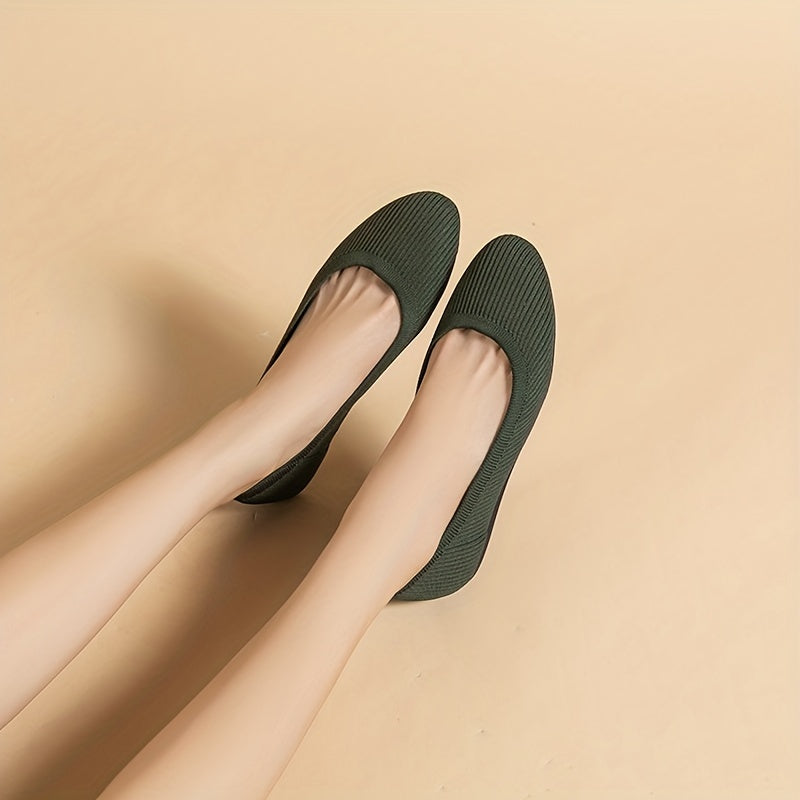 Women's Knitted Flat Shoes Soft Sole Slip On Shoes