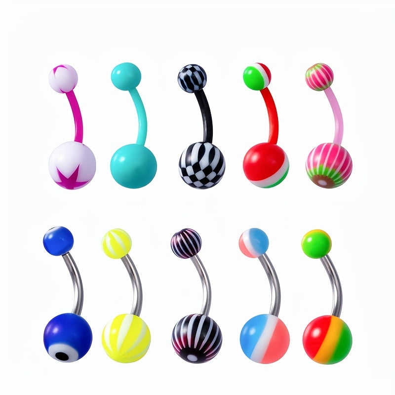50pcs Colorful Acrylic Plastic Ball Belly Button Ring Navel Piercing Stud