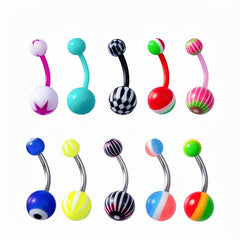 50pcs Colorful Acrylic Plastic Ball Belly Button Ring Navel Piercing Stud