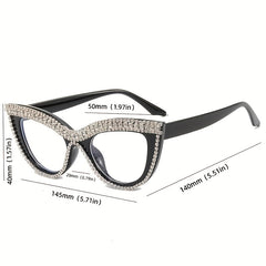 Cat Eye Rhinestone Glasses for Women Party Club Prop